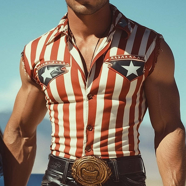 Men's Vintage Patch Raw Edge Tank Top