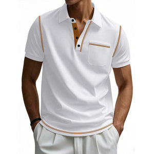 Camisa polo informal de algodón de manga corta para hombre