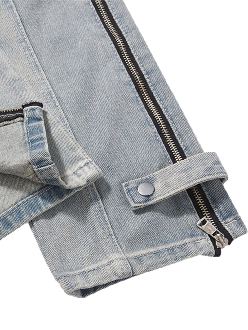 High Street Hip-hop Zipper Straight Jeans