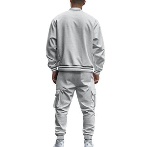 Men's Stand Collar Baseball Jacket Trousers Sports Casual Set