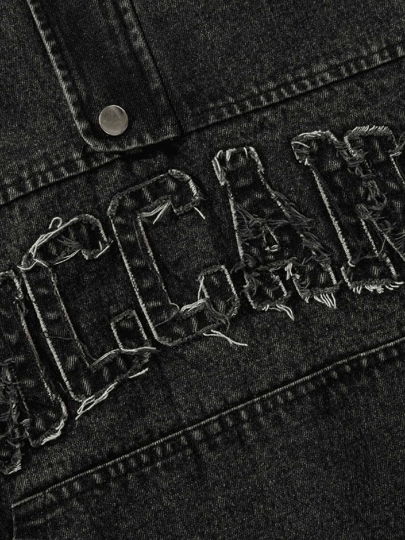 Washed Distressed Denim Vest