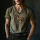 Men's Horse Print V-Neck Short Sleeve T-Shirt