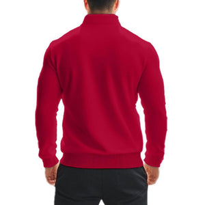 Sudadera informal con cremallera y cuello alto para hombre, color liso