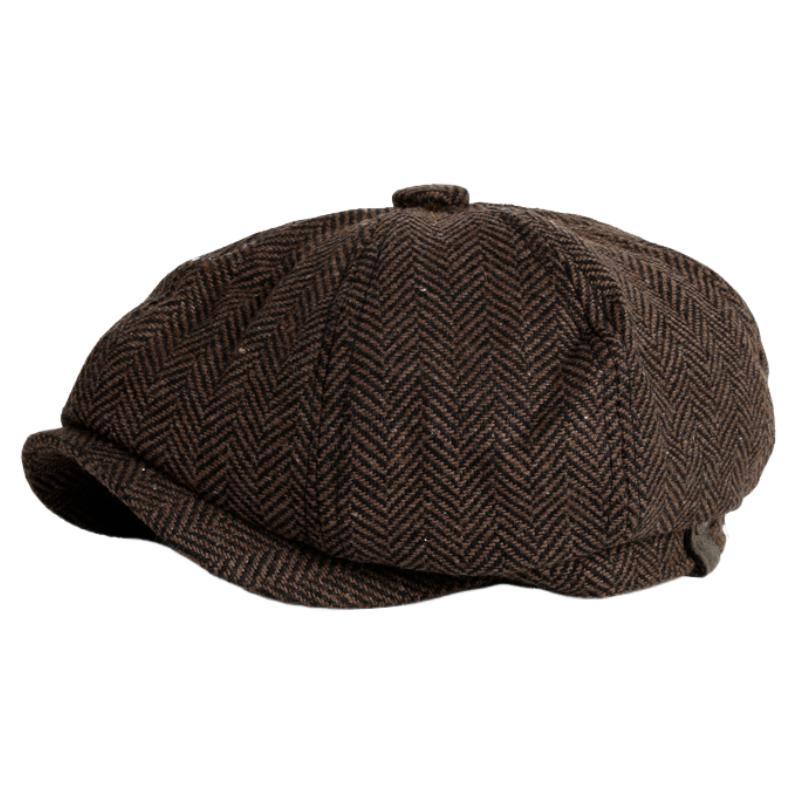 Men's Vintage Herringbone Woolen Beret