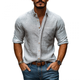 Men's Casual Linen Lapel Slim Fit Patch Pocket Long Sleeve Shirt