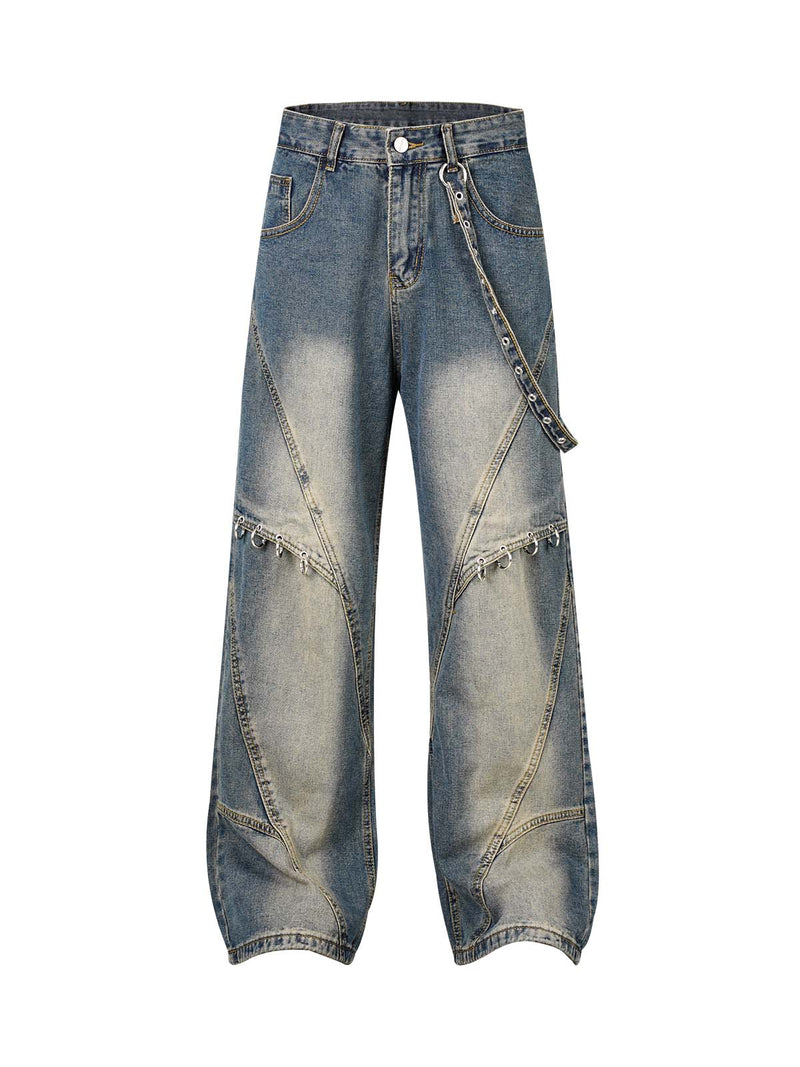 Washed Distressed Baggy Jeans