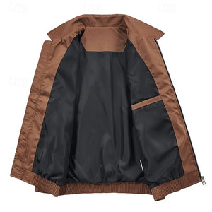 Chaqueta ligera para hombre, chaqueta bomber, chaqueta informal, para uso diario, para vacaciones, resistente al uso, con bolsillo, para primavera y otoño, lisa, moderna, clásica, con solapa, regular, negra, blanca, azul rey, morada y café.