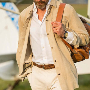 Men's Spring And Autumn Apricot Casual Windbreaker Jacket