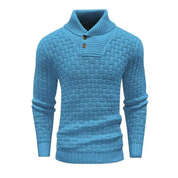Men's Casual Jacquard Knit Lapel Sweater