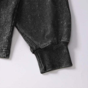 Camiseta de manga larga de algodón lavado y desgastado para hombre