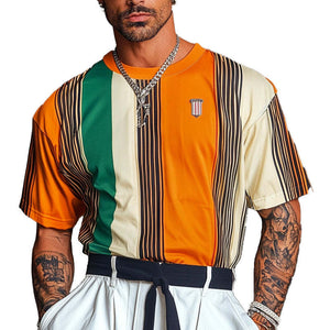 Camiseta de manga corta con estampado de rayas para hombre