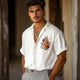 Men's Casual Chiffon Embroidered Short-sleeved Shirt