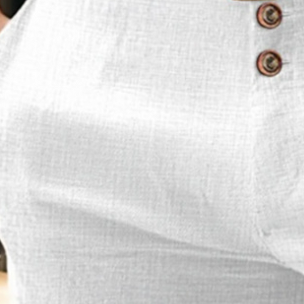 Pantalones cortos de traje casuales de lino y algodón para hombre, corte entallado