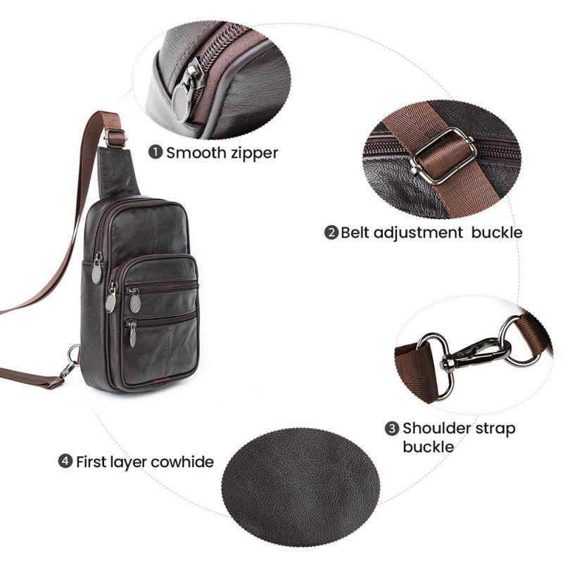 Herren Vintage Casual Leder Reißverschluss Umhängetasche Messenger Bag
