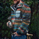 Men's Retro Casual Color Striped Flannel Stand Collar Sweatshirt 19034255TO