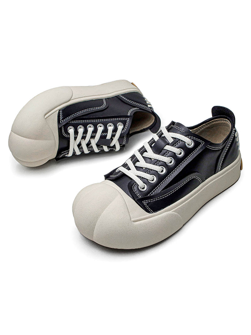 Deconstructed Distressed PU Leather Casual Shoes