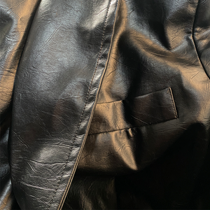 Blazer clásico vintage de cuero de corte entallado para hombre