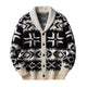 Men's Christmas Jacquard Thick Lapel Single Breasted Knitted Cardigan
