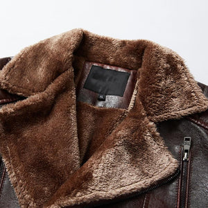 Men's Vintage PU Fleece Leather Jacket
