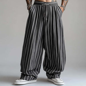 Pantalones casuales holgados de raya diplomática para hombre