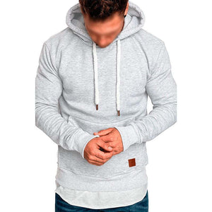 Men's Casual Solid Color Long Sleeve Hooded Sweatshirt