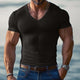 Camiseta de manga corta con cuello en V y color liso para hombre