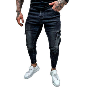 Men's Vintage Distressed Multi-pocket Jeans