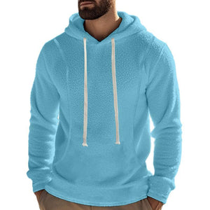 Sudadera con capucha de manga larga de polar para exteriores informal para hombre