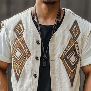 Men's Vintage Embroidered Single Breasted Tassel Vest