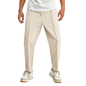 Pantalones casuales de cintura elástica de color sólido para hombre 