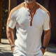 Men's Retro Casual Colorblock Striped Henley Collar Short Sleeve T-Shirt