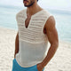 Camiseta sin mangas de punto calado de moda de verano para hombre