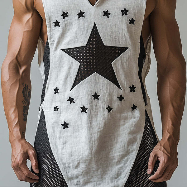 Men's Fashion Fishnet Hooded Tank Top