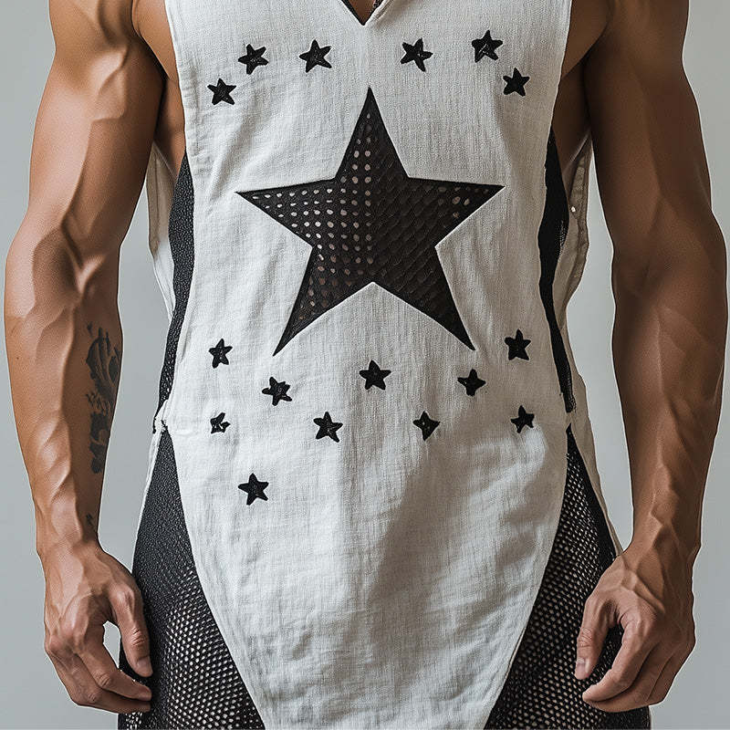 Men's Fashion Fishnet Hooded Tank Top
