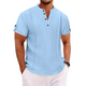 Camisa informal de manga corta con cuello alto para hombre