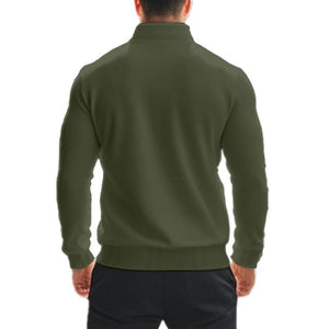 Sudadera informal con cremallera y cuello alto para hombre, color liso
