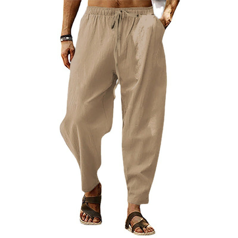 MEN'S HIP HOP BREATHABLE COTTON LINEN LOOSE CASUAL SPORTS PANTS