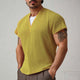 Herren Sommer Basic V-Ausschnitt Strukturiertes Kurzarm T-Shirt