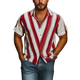 Men's Fashion Casual Striped Contrast Chiffon Short Sleeve Shirt