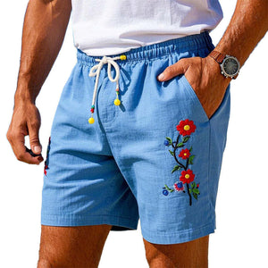 Men's Simple Embroidered Lightweight Beach Shorts