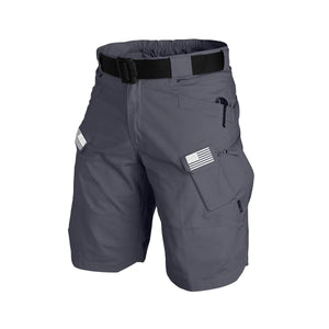 Taktische Cargo-Shorts mit USA-Flagge, mehrere Taschen, 27,9 cm Innennaht, ohne Schnallengürtel