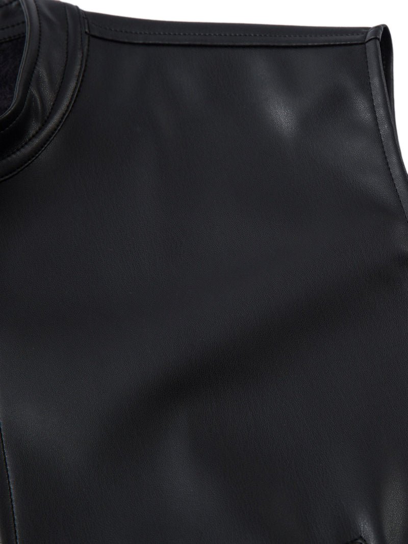 Motorcycle Multi Zipper PU Leather Vest