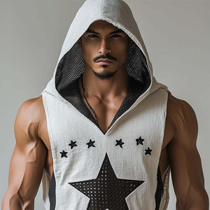 Camiseta sin mangas con capucha y red de pesca para hombre