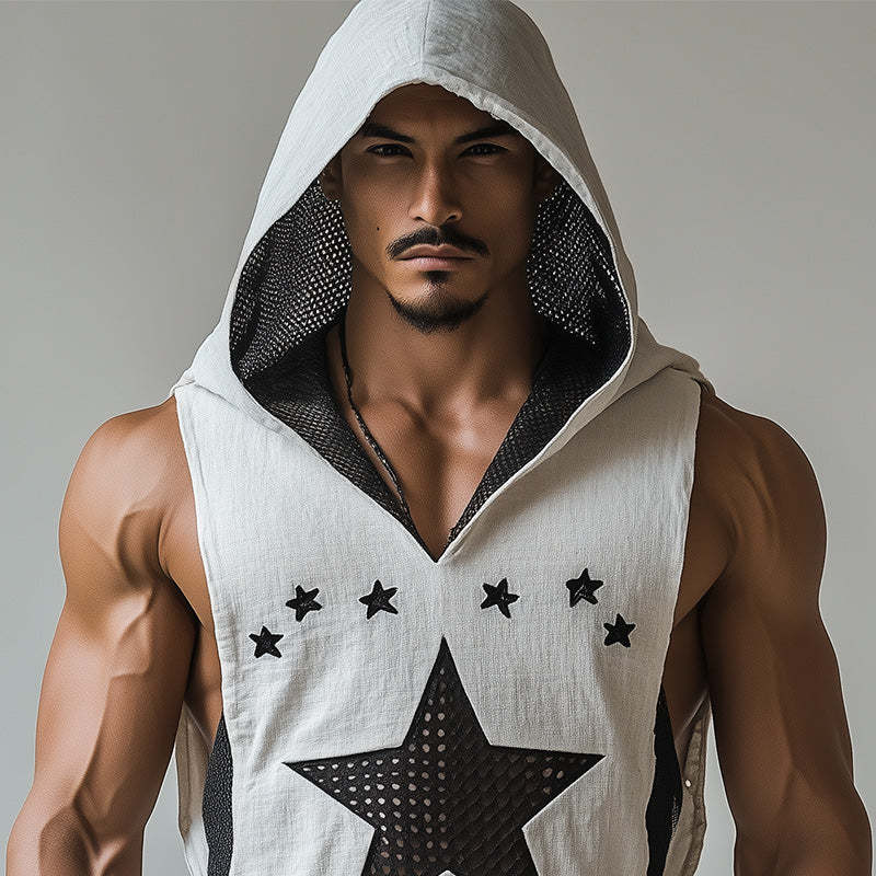 Men's Fashion Fishnet Hooded Tank Top