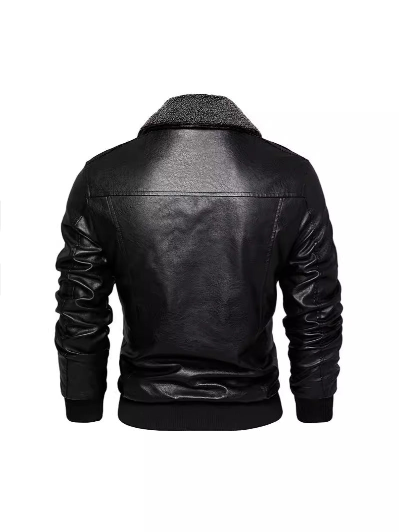 WINTER PLUSH COLLAR PU LEATHER JACKET/MEN'S JACKET COAT