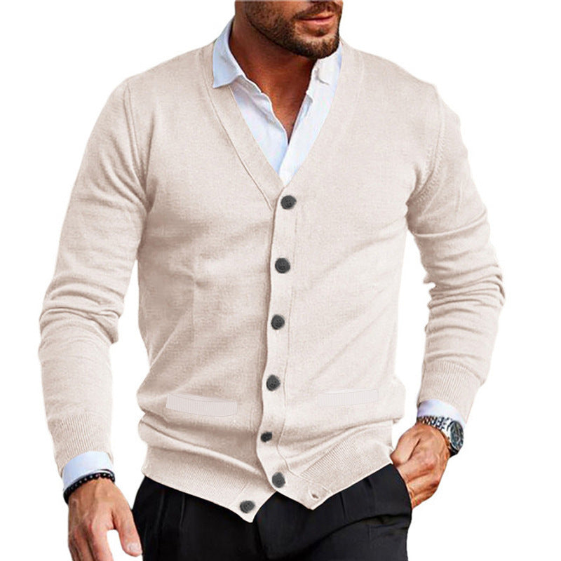 KNITTED SWEATER V-NECK LONG SLEEVED SLIM FIT SWEATER CARDIGAN