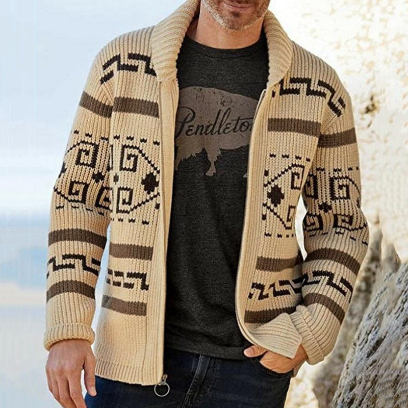 LONG SLEEVED SLIM FIT JACQUARD KNITTED SWEATER