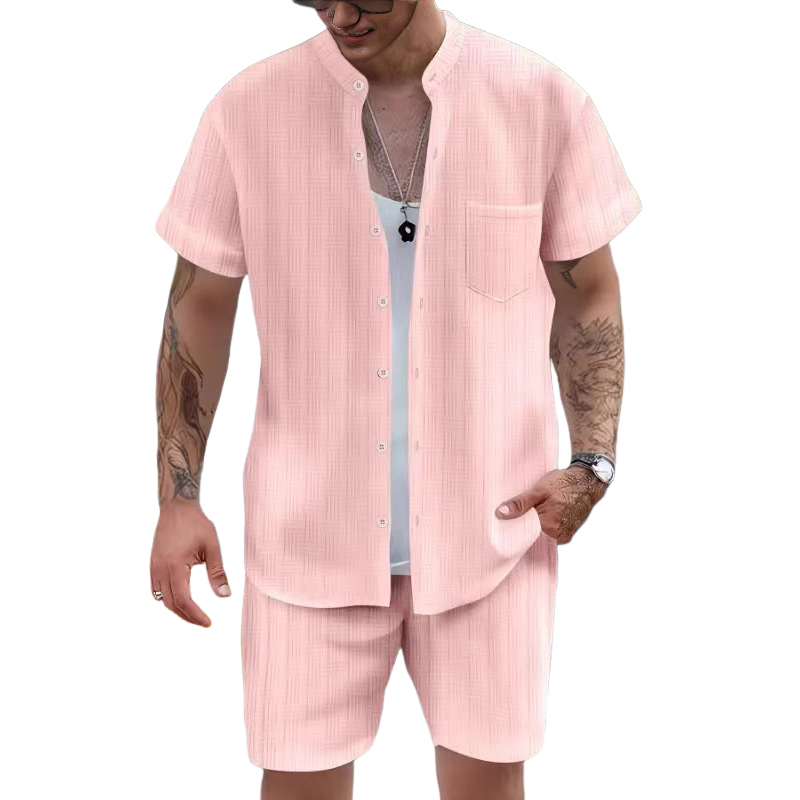 Conjunto de dos piezas de pantalones cortos casuales de manga corta para hombre