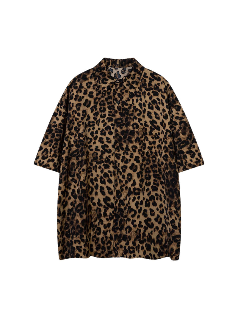 Vintage Wild Leopard Print Button-Up Shirt