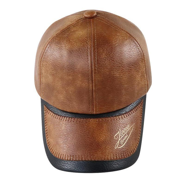 Gorra de béisbol vintage de cuero cálido y afelpado para hombre